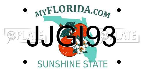 JJGI93 Florida License Plate
