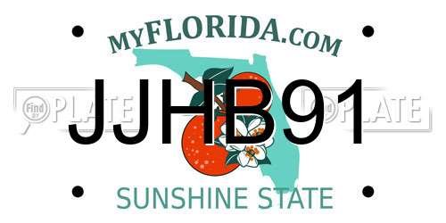 JJHB91 Florida License Plate