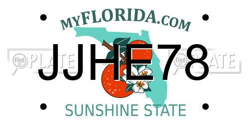 JJHE78 Florida License Plate