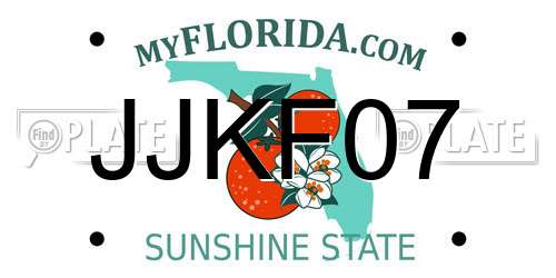 JJKF07 Florida License Plate