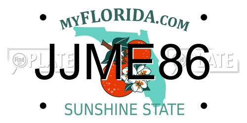 JJME86 Florida License Plate