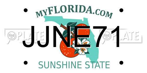 JJNE71 Florida License Plate