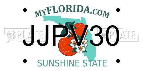 JJPV30 Florida License Plate