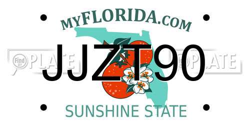 JJZT90 Florida License Plate