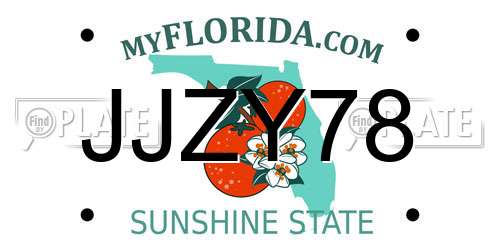 JJZY78 Florida License Plate