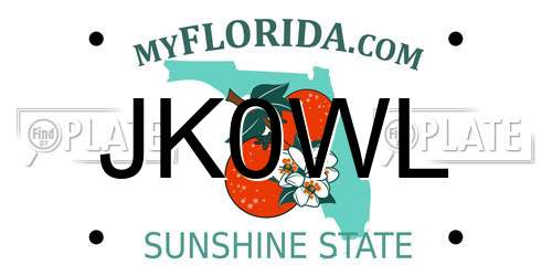 JK0WL Florida License Plate
