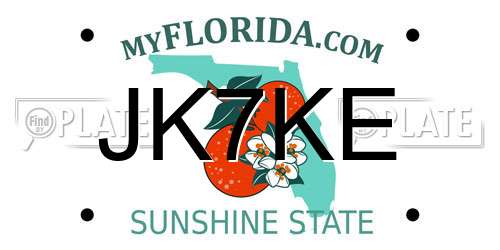 JK7KE Florida License Plate