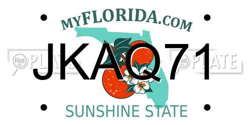 JKAQ71 Florida License Plate