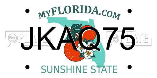 JKAQ75 Florida License Plate