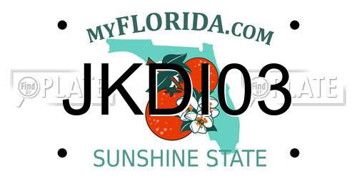 JKDI03 Florida License Plate