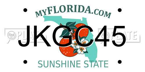 JKGC45 Florida License Plate