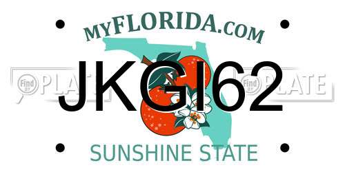 JKGI62 Florida License Plate