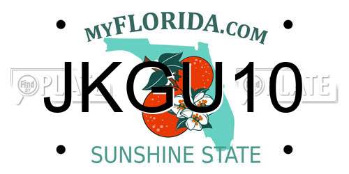 JKGU10 Florida License Plate