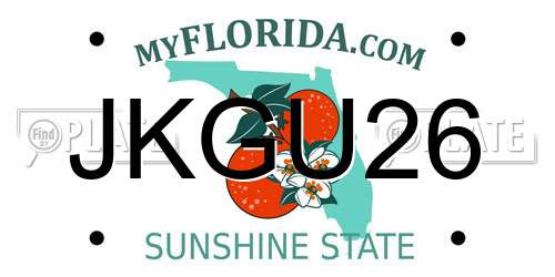 JKGU26 Florida License Plate