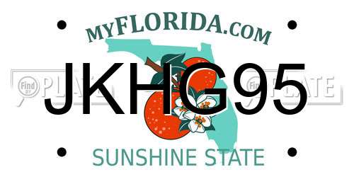 JKHG95 Florida License Plate