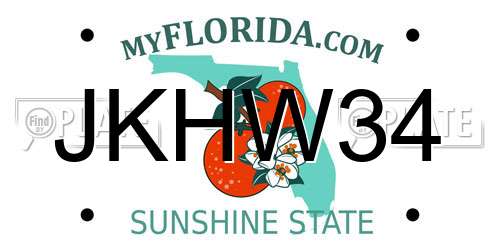 JKHW34 Florida License Plate