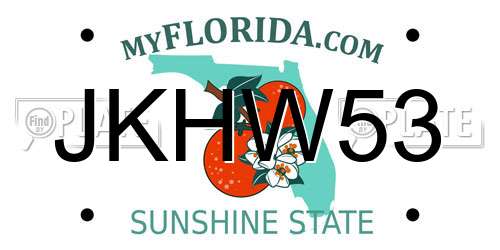 JKHW53 Florida License Plate