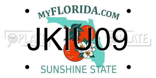 JKIU09 Florida License Plate