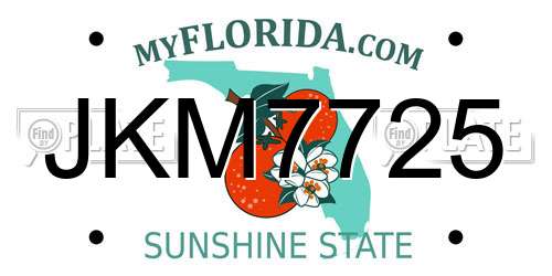 JKM7725 Florida License Plate