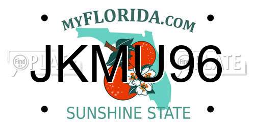 JKMU96 Florida License Plate