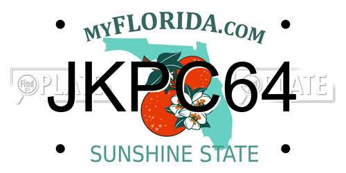 JKPC64 Florida License Plate