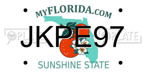 JKPE97 Florida License Plate