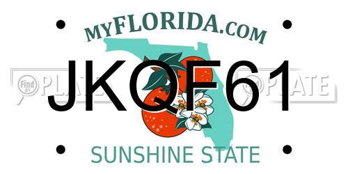 JKQF61 Florida License Plate