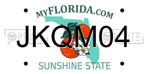 JKQM04 Florida License Plate