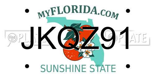 JKQZ91 Florida License Plate