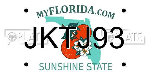 JKTJ93 Florida License Plate