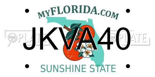 JKVA40 Florida License Plate