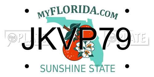 JKVP79 Florida License Plate