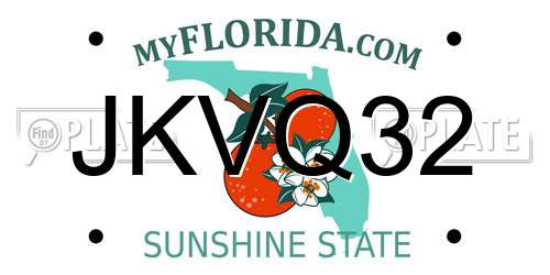 JKVQ32 Florida License Plate