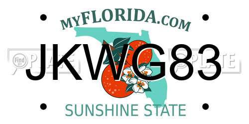 JKWG83 Florida License Plate