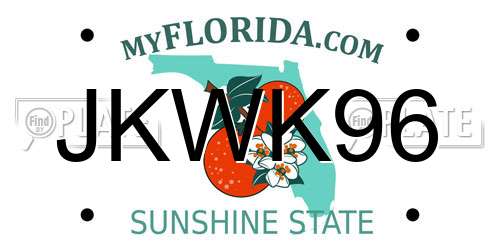 JKWK96 Florida License Plate