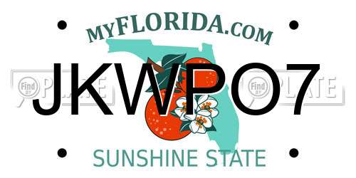 JKWPO7 Florida License Plate