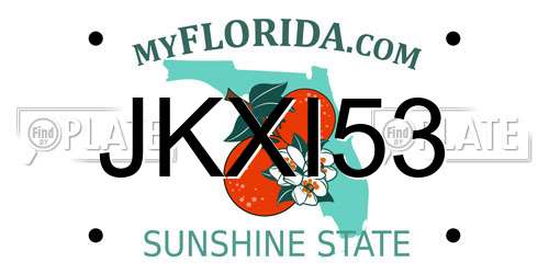 JKXI53 Florida License Plate