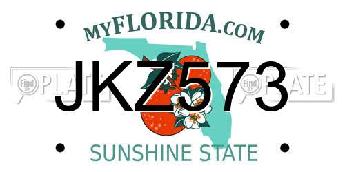 JKZ573 Florida License Plate