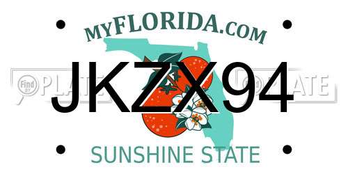 JKZX94 Florida License Plate