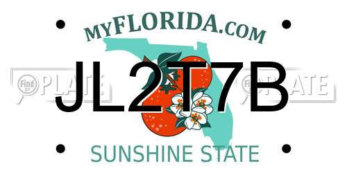 JL2T7B Florida License Plate