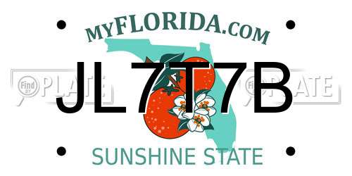 JL7T7B Florida License Plate
