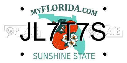 JL7T7S Florida License Plate