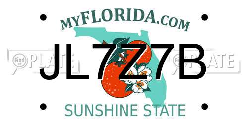 JL7Z7B Florida License Plate