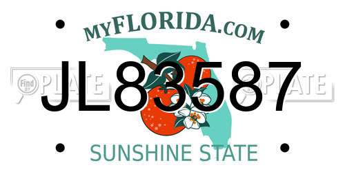 JL83587 Florida License Plate