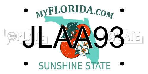 JLAA93 Florida License Plate