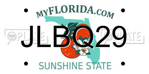 JLBQ29 Florida License Plate