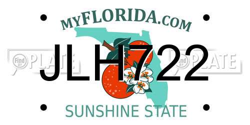 JLH722 Florida License Plate