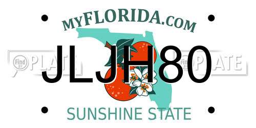 JLJH80 Florida License Plate