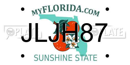 JLJH87 Florida License Plate