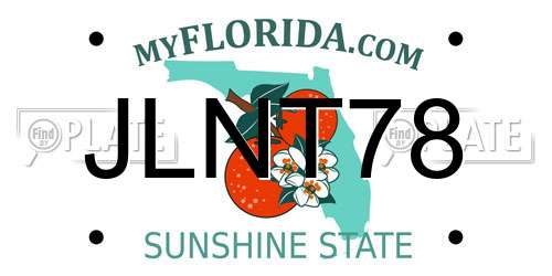 JLNT78 Florida License Plate